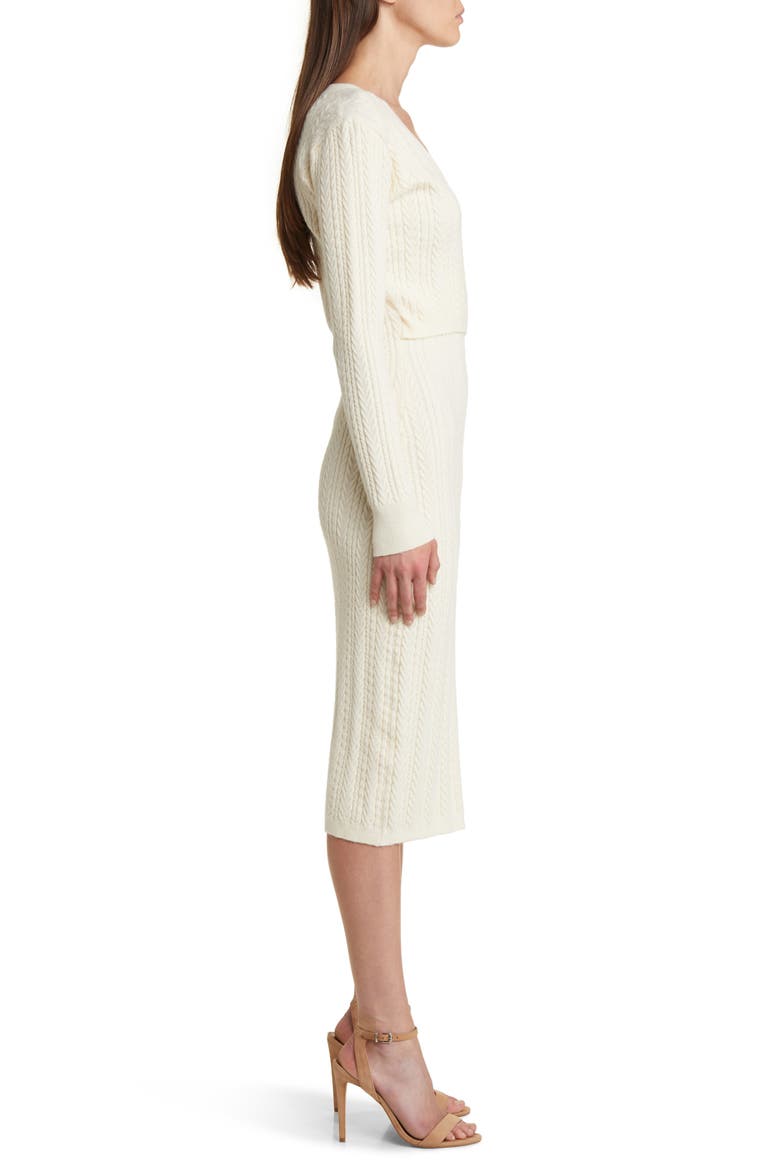 Cable Stitch Long Sleeve Sweater Dress, Alternate, color, CREAM