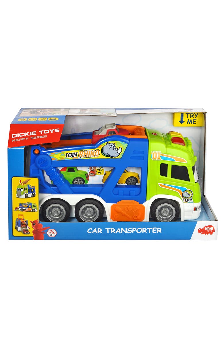 Dickie Toys HK Ltd 16" Happy Scania Car Transporter Preschool Vehicle W/ Extra Car, Alternate, color, Multicolored