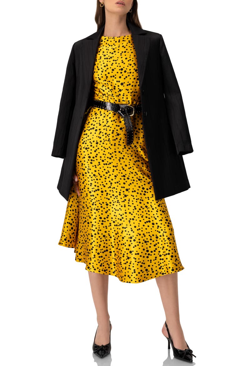 Polka Dot A-Line Midi Dress, Alternate, color, Yellow