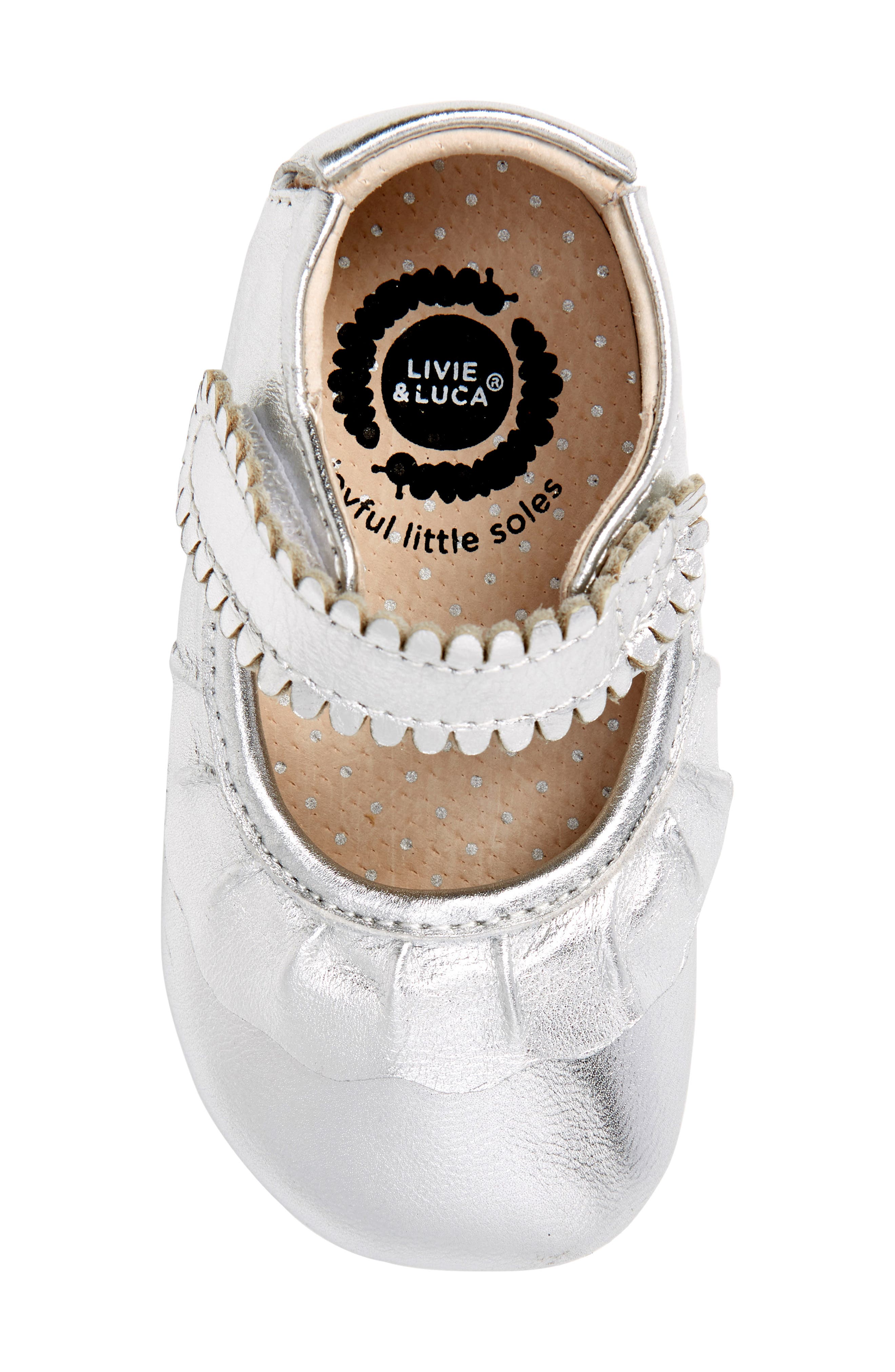 Livie & Luca 'Ruche' Mary Jane Crib Shoe, Alternate, color, 