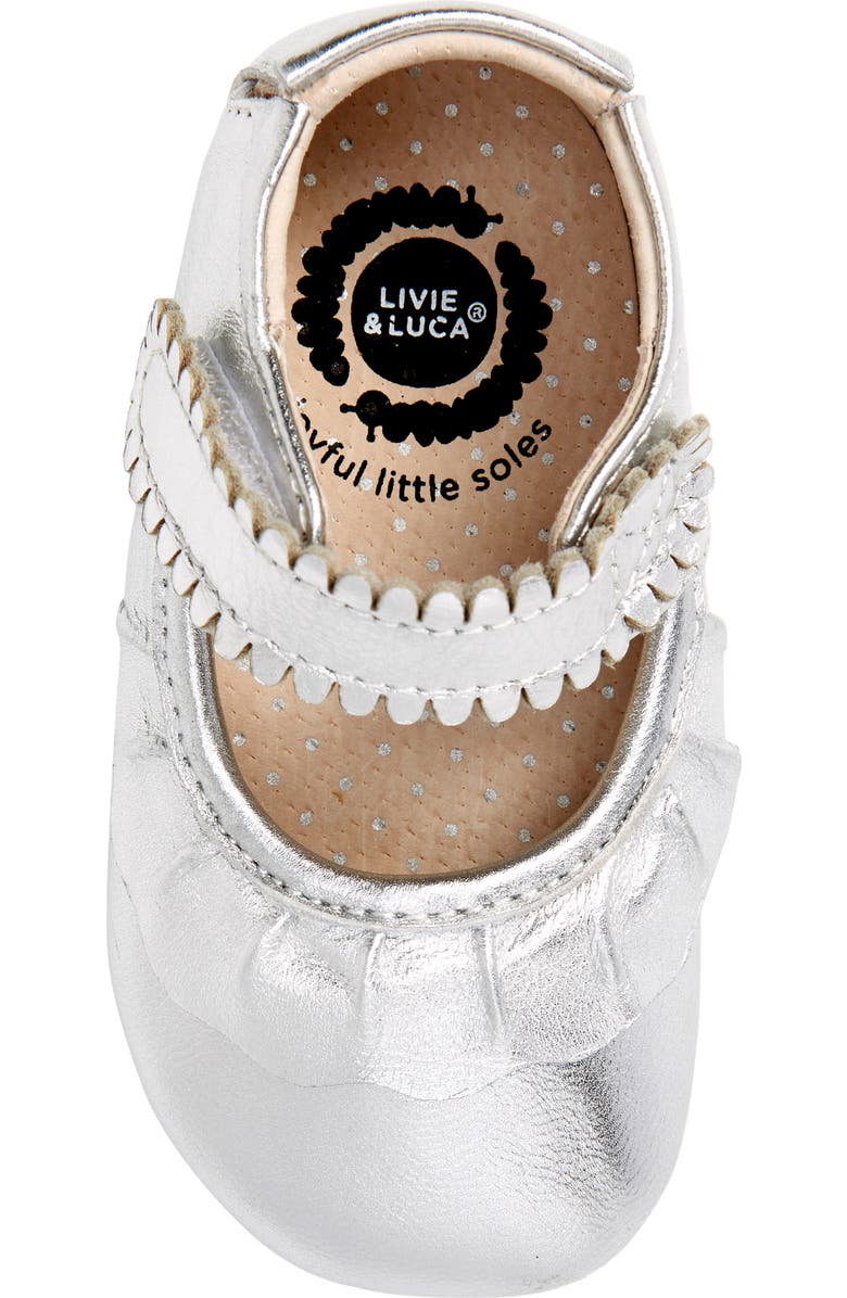 Livie & Luca 'Ruche' Mary Jane Crib Shoe, Alternate, color,