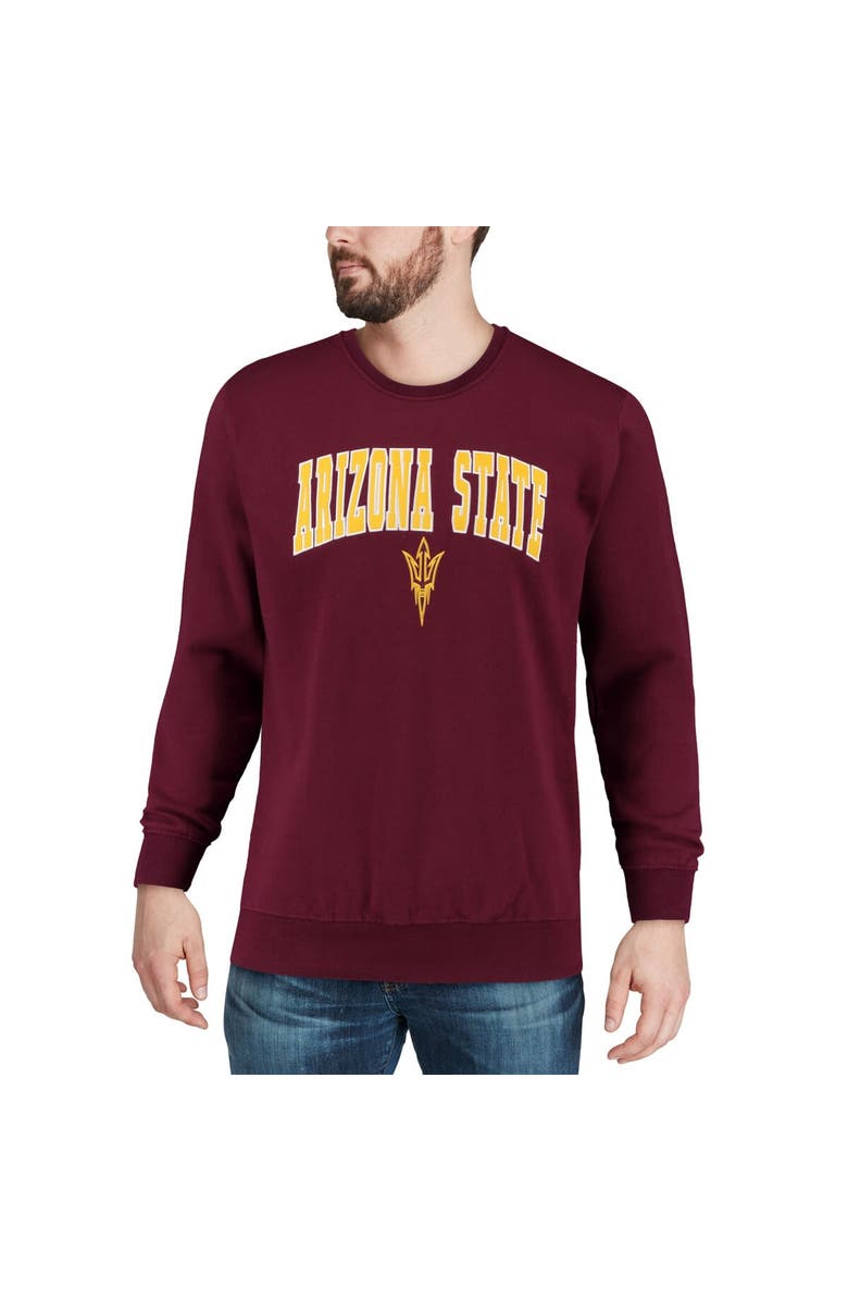 COLOSSEUM Men's Colosseum Maroon Arizona State Sun Devils Arch & Logo Crew Neck Sweatshirt, Alternate, color, Maroon