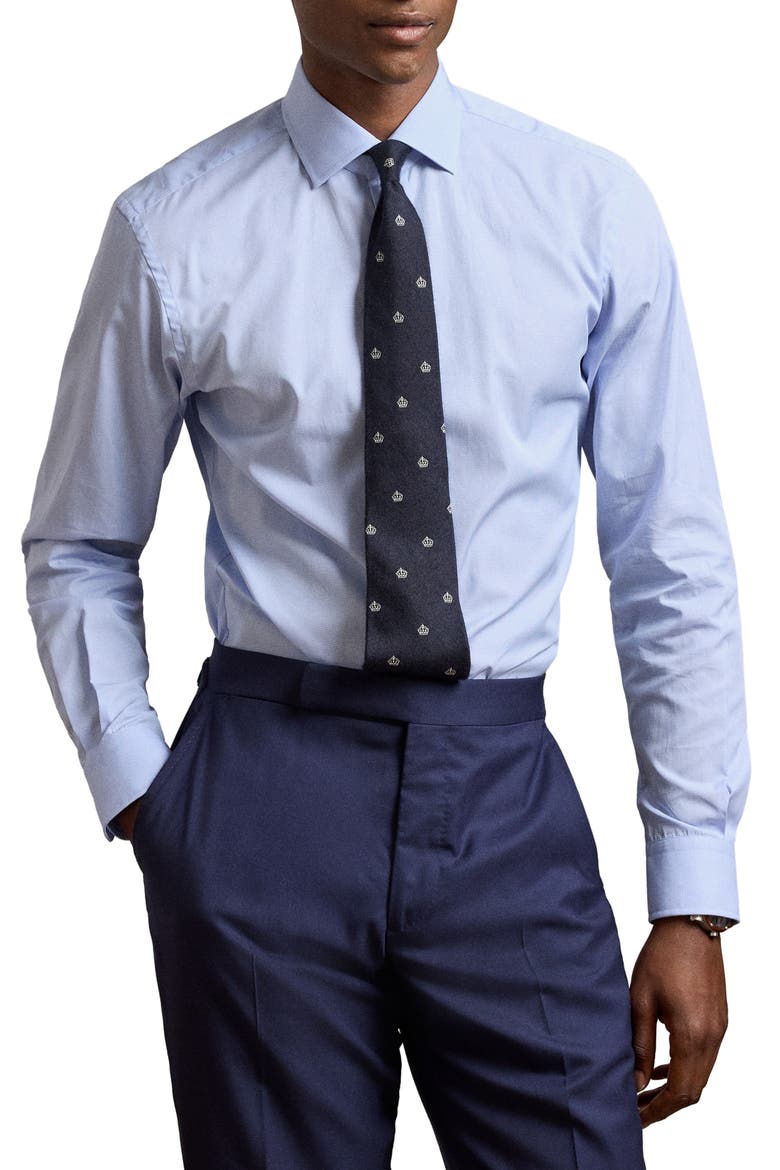 Aston Light Blue Cotton Button-Up Shirt, Main, color, BLUE