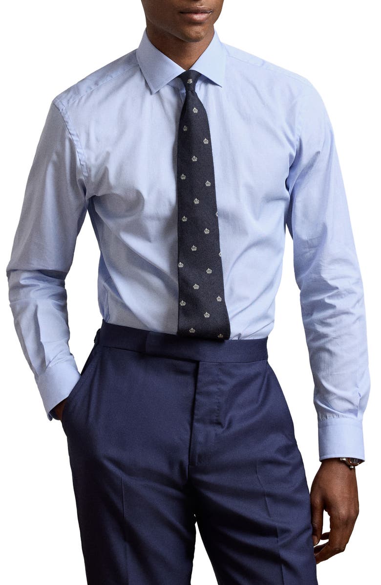 Ralph Lauren Purple Label Aston Light Blue Cotton Button-Up Shirt, Main, color, Blue