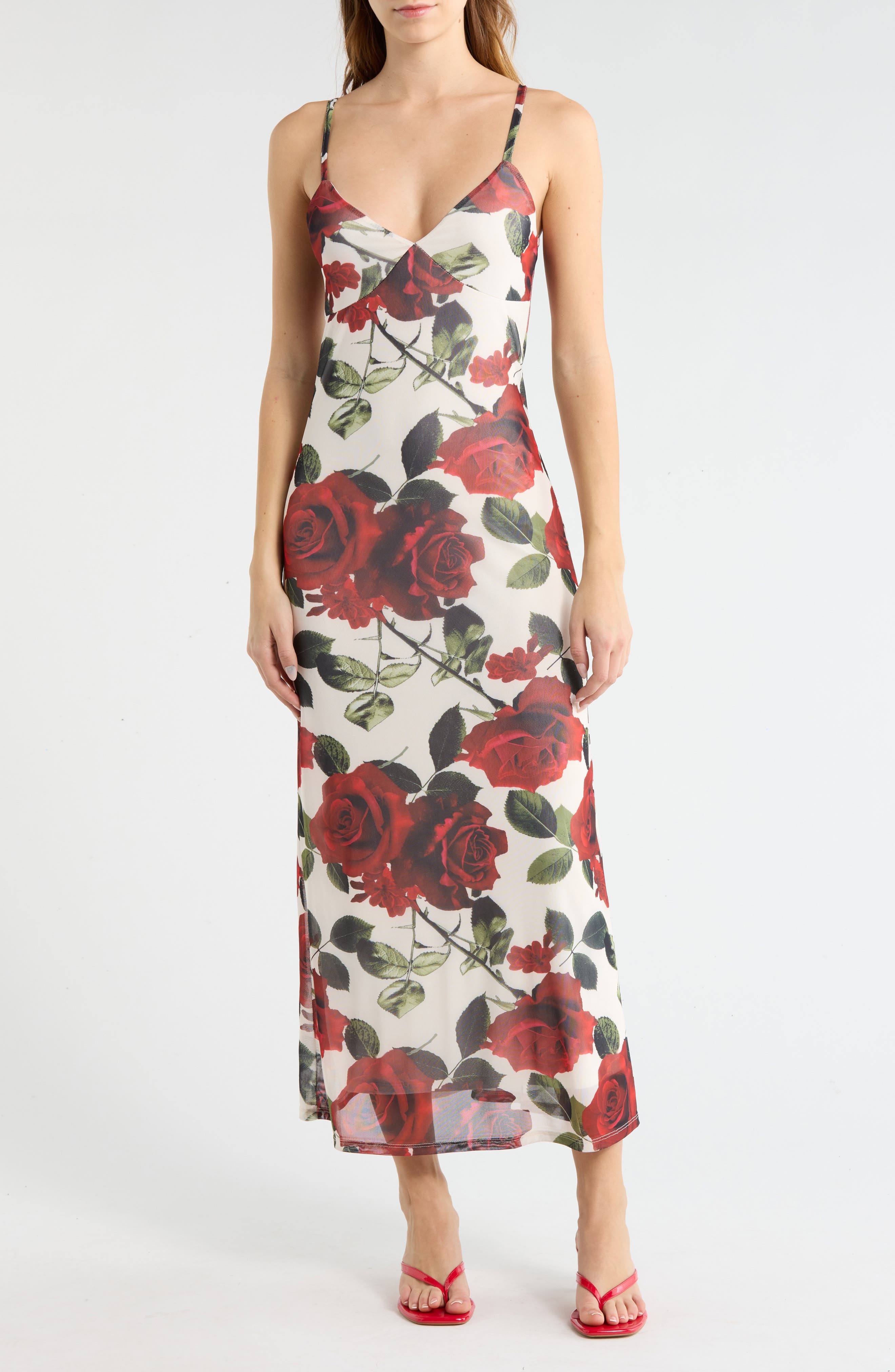 Madden Girl Floral Mesh Maxi Slipdress