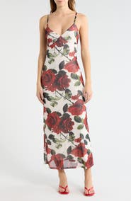 Madden Girl Floral Mesh Maxi Slipdress