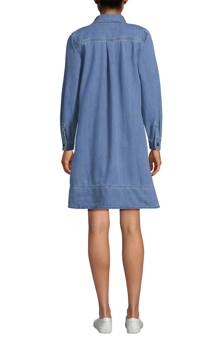 Lands' End Light Weight Denim Popover At the Knee Dress, Alternate, color, Spring Blue Wash
