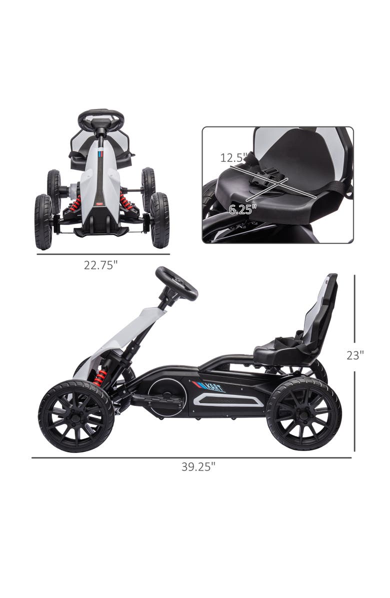 Aosom 12V Kids Electric Go Kart with Forward Backward Drive Adjustable Speed, Alternate, color, White