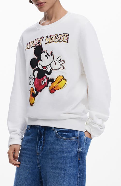 Desigual Mickey Mouse Graphic Sweatshirt In Light Beige