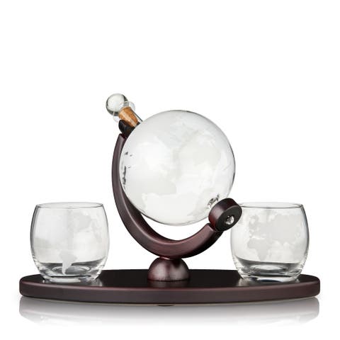 Globe Decanter & Whiskey Tumblers Set of 3