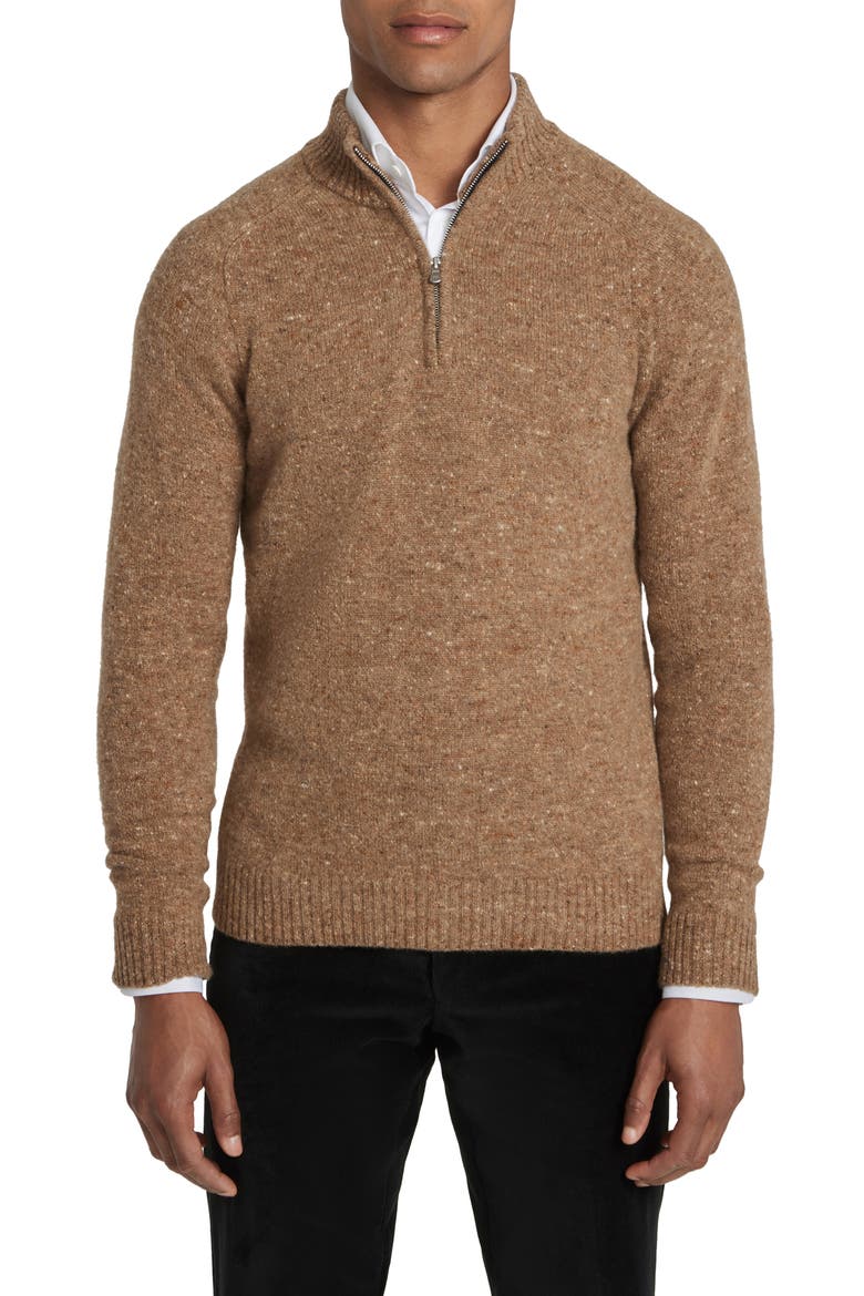 Canora Lambswool Blend Half Zip Pullover, Main, color, CAMEL