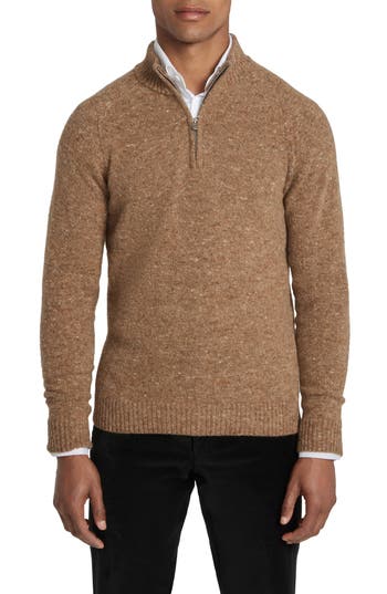 Jack Victor Canora Lambswool Blend Half Zip Pullover In Brown