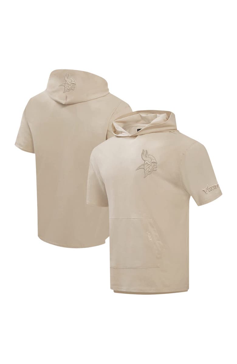 PRO STANDARD Men's Pro Standard Cream Minnesota Vikings Neutrals Capsule Short Sleeve Pullover Hoodie, Alternate, color,