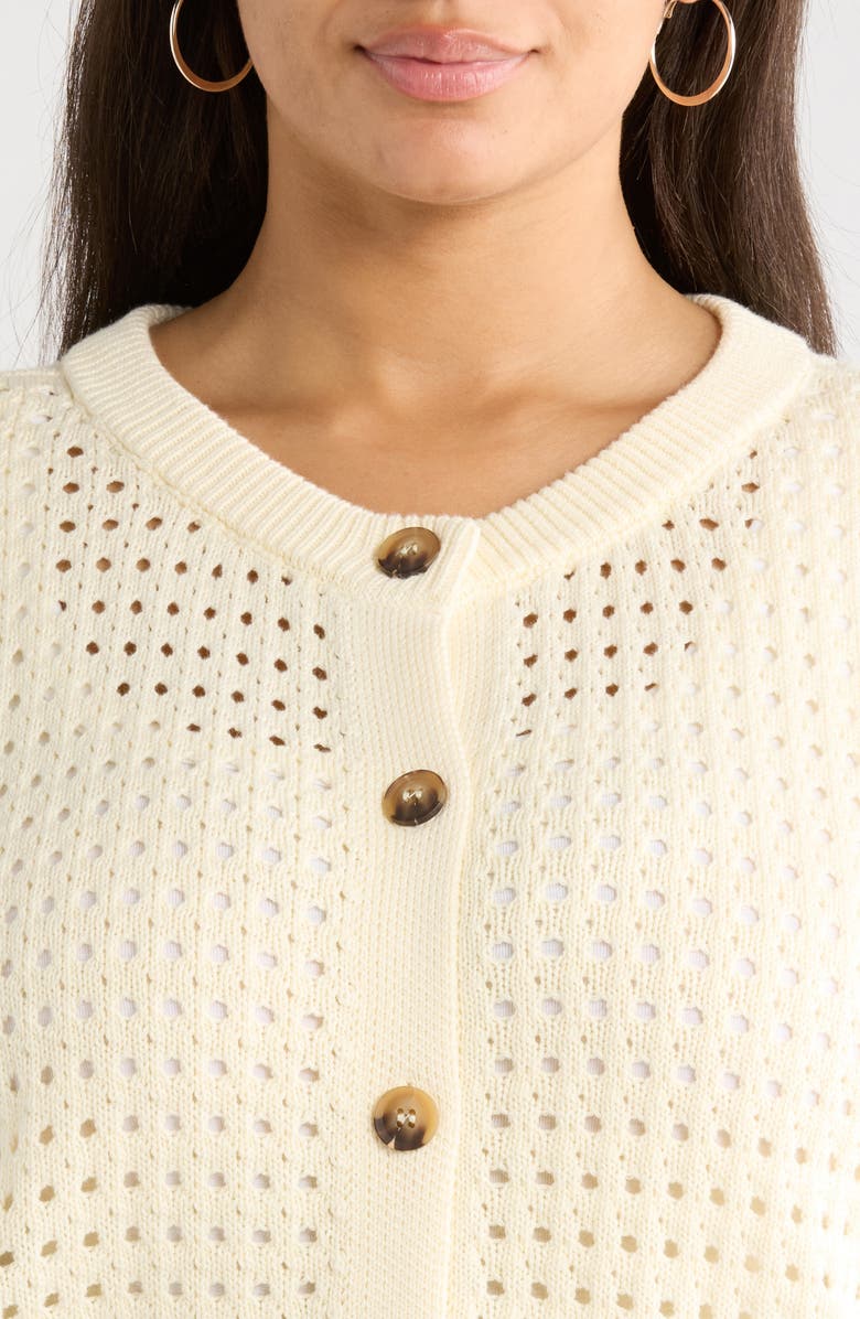 SUGARLIPS Deffy Cotton Cardigan, Alternate, color, Cream