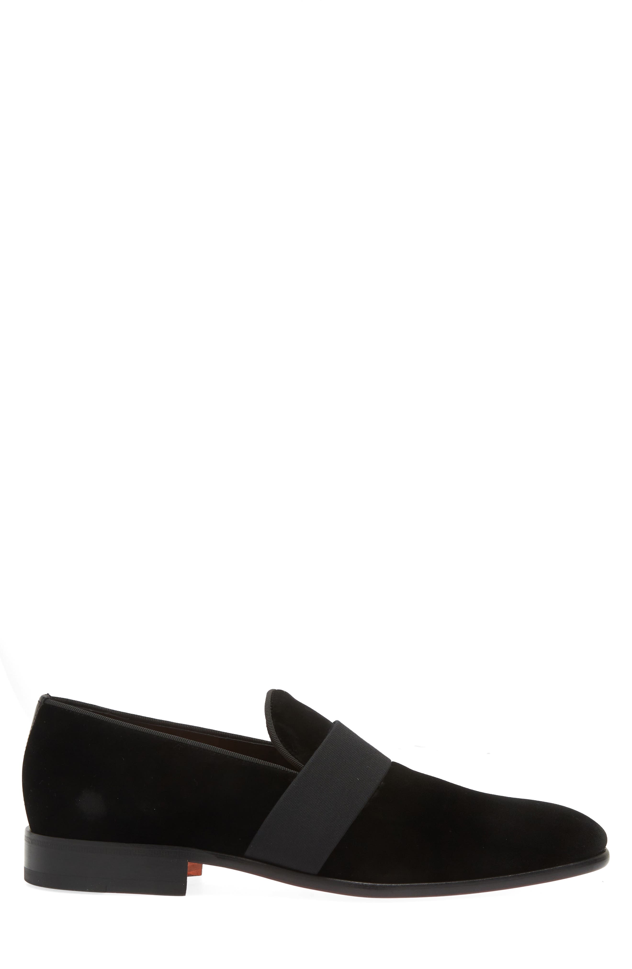 Santoni Isomer Velvet & Leather Slip-On Shoe, Alternate, color, Black-N01