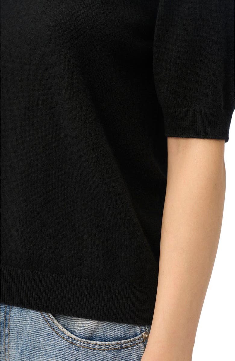 GOBI Mongolian Cashmere Elbow-Length Sleeve Cashmere Sweater, Alternate, color, Black