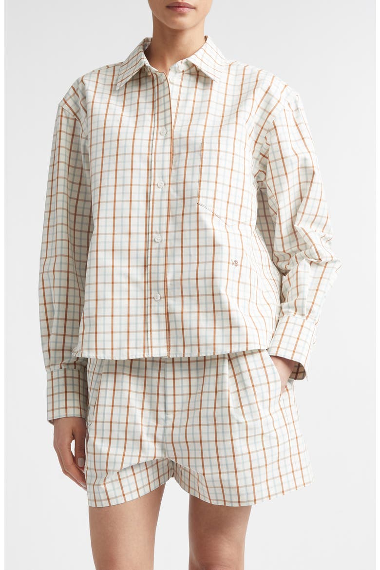 Ellys Check Cotton Poplin Button-Up Shirt, Main, color, MULTI / WHITE CHECK