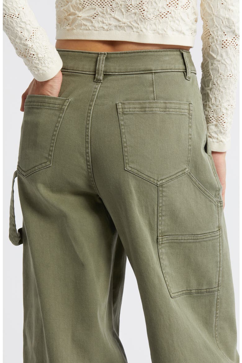 Mid Rise Wide Leg Twill Carpenter Pants, Alternate, color, GREEN LICHEN