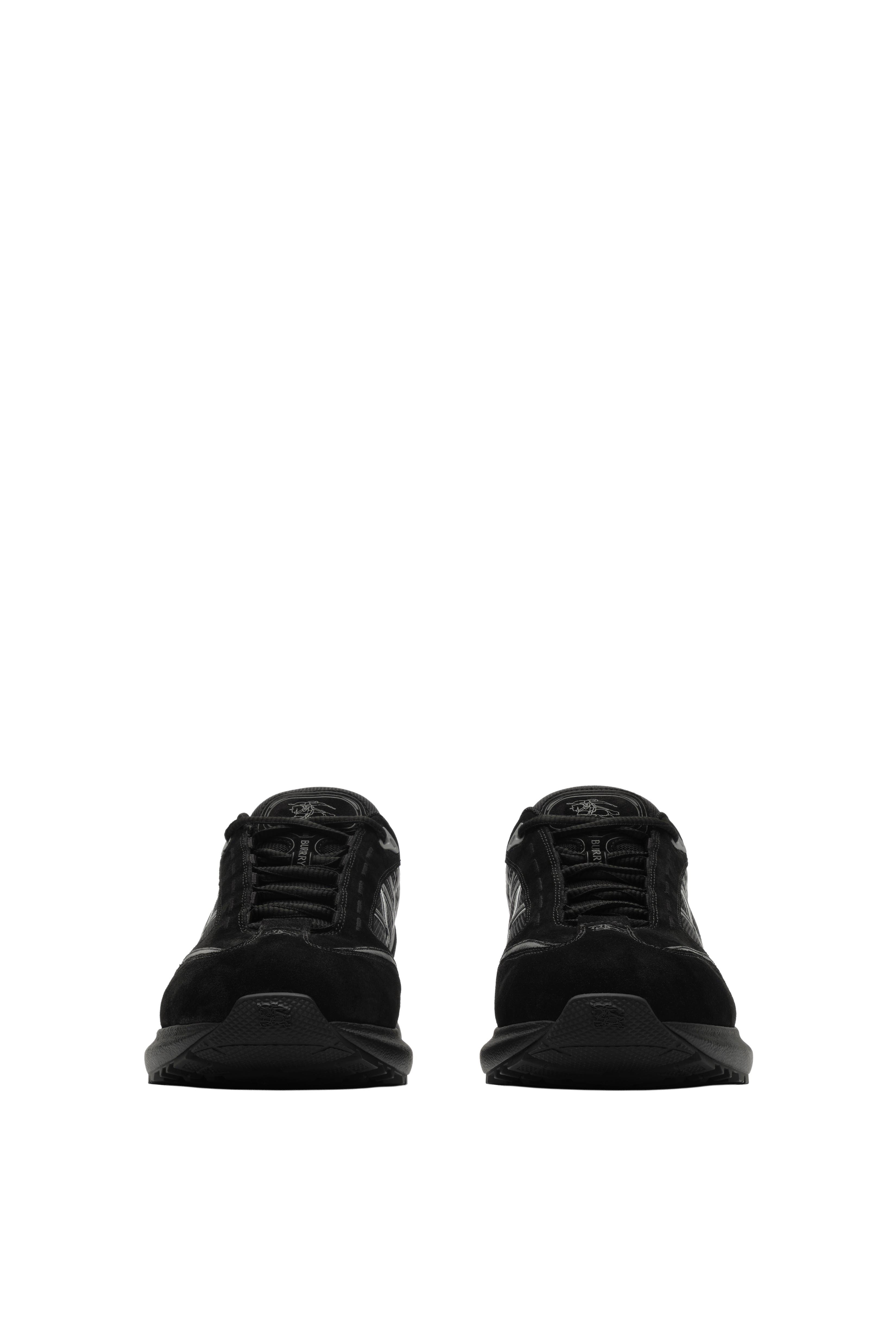 Burberry Nylon, Suede and Leather Eclipse Sneakers, Alternate, color, Black