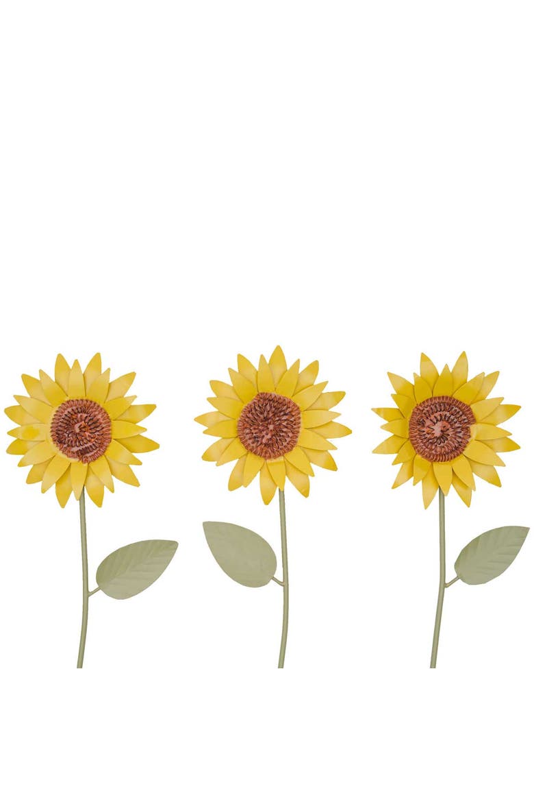Sunflower Metal Floral Stems Set of 3, Alternate, color, Yellow