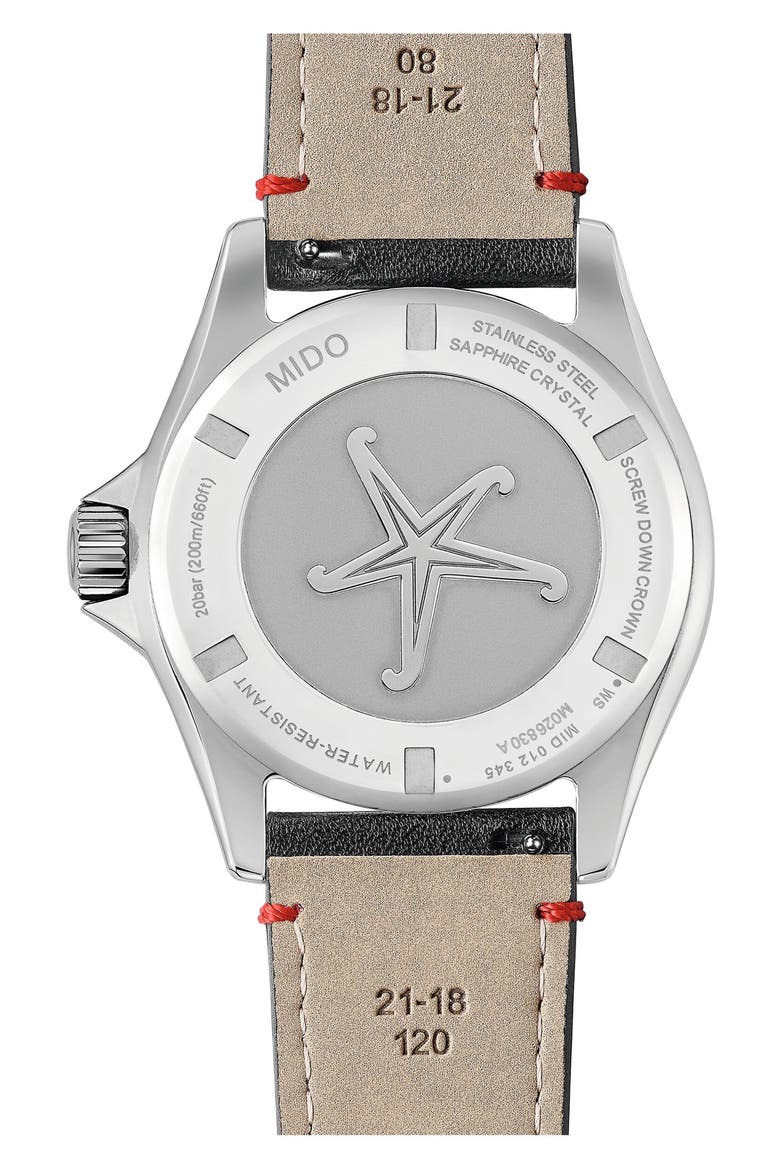Ocean Star Worldtimer Automatic Leather Strap Watch, 40.5mm, Alternate, color, RED