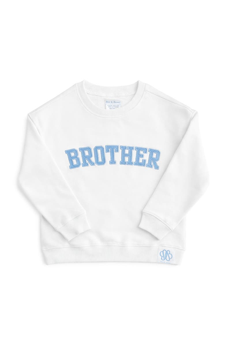 Bits & Bows Brother Sweatshirt, Main, color, White/Blue