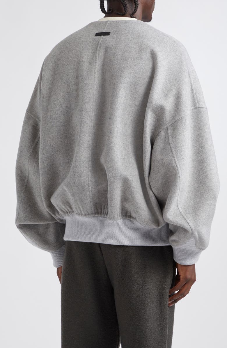 Fear of God Double Faced Virgin Wool & Cashmere Collarless Bomber Jacket, Alternate, color,