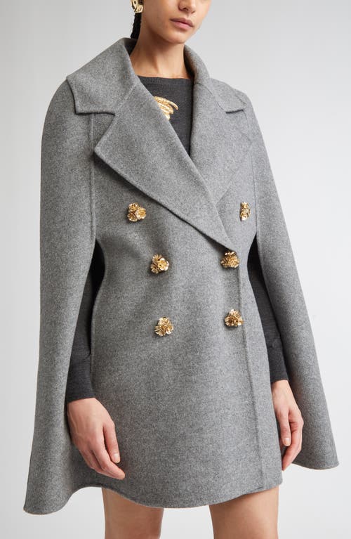 Carolina Herrera Double Face Virgin Wool Peacoat Cape In Gray