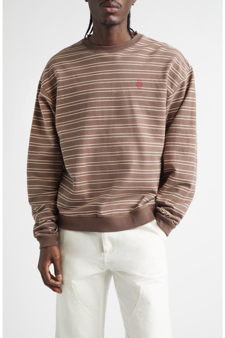 Benny Stripe Long Sleeve Organic Cotton T-Shirt, Main, color, BROWN STRIPE