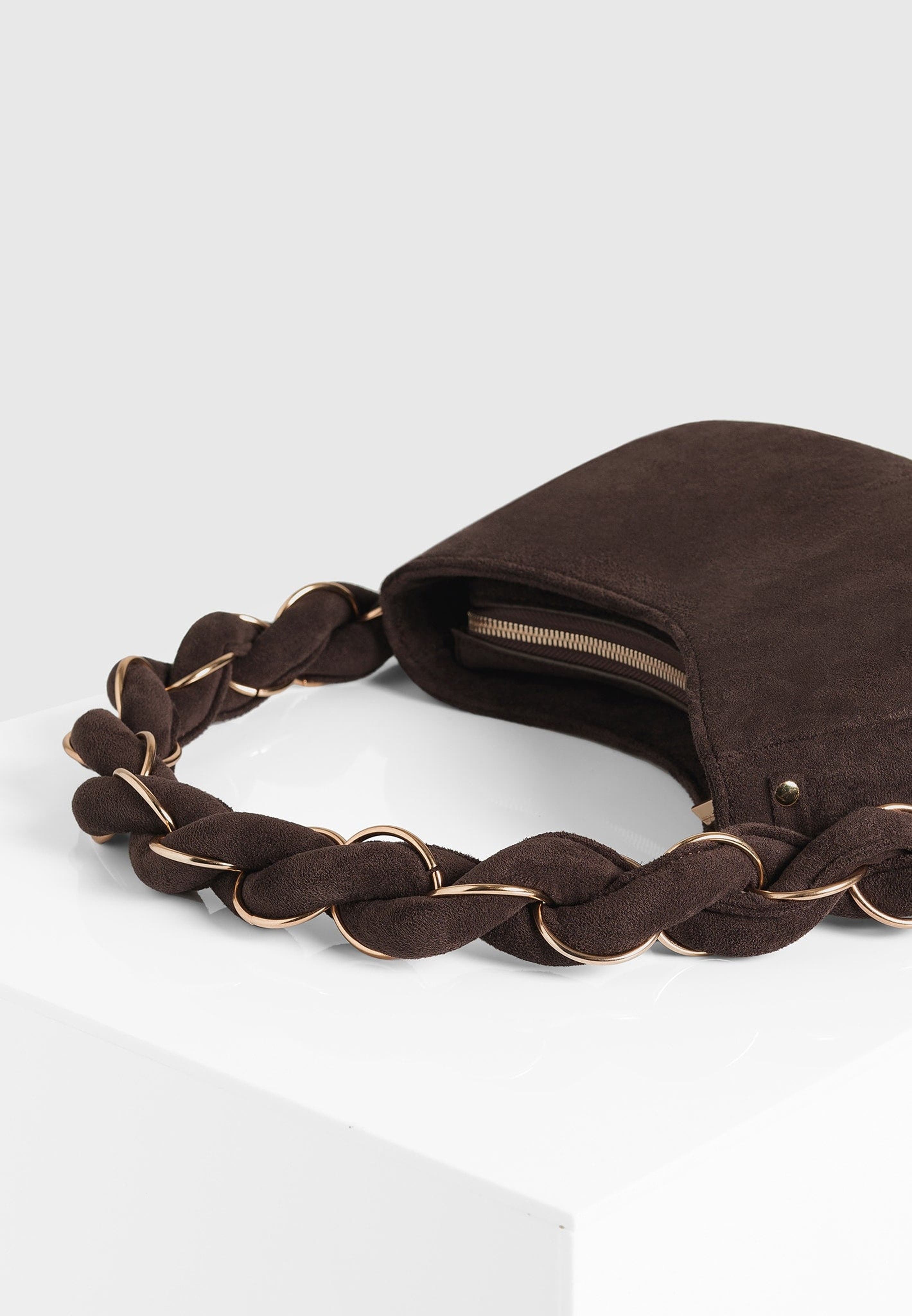Manière De Voir Somme Suede Handbag, Alternate, color, Brown