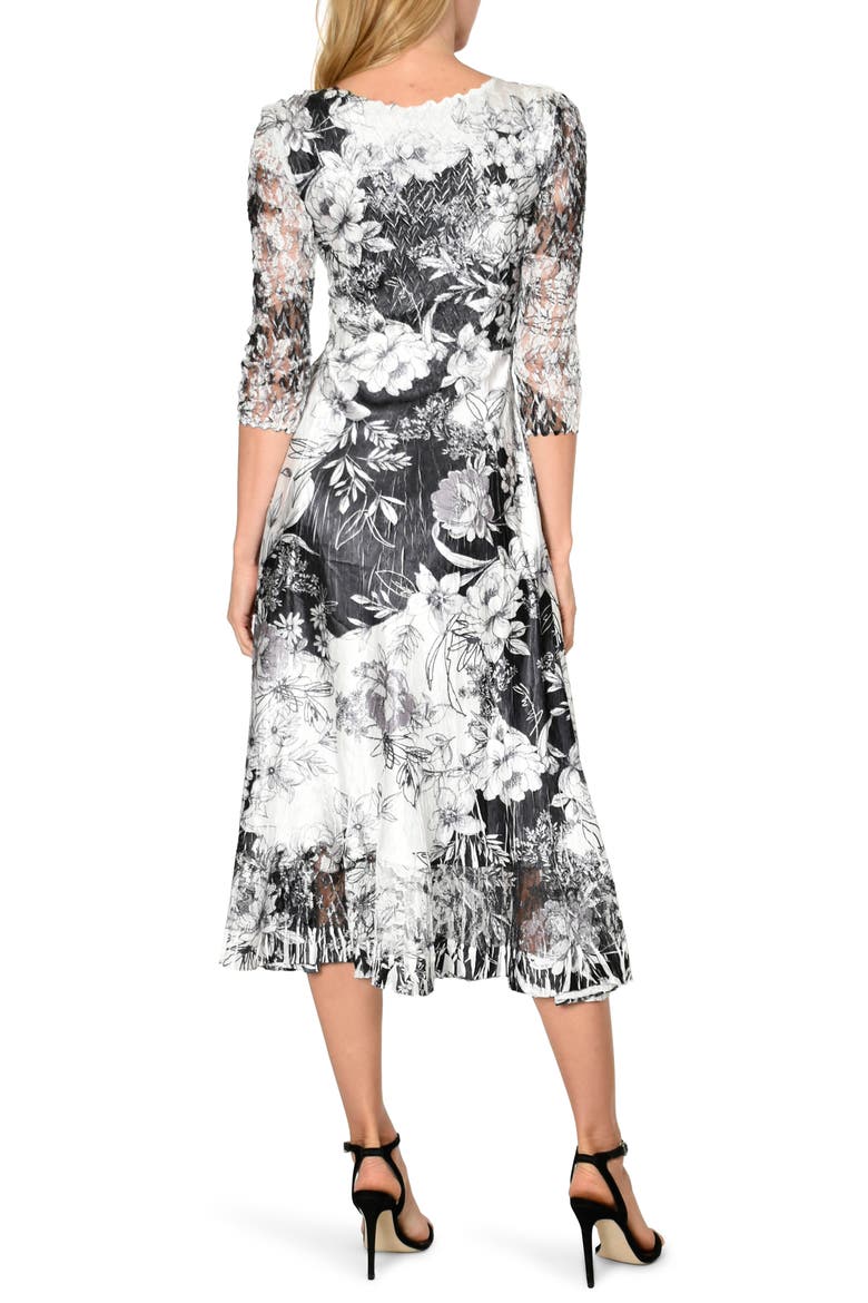 Charmeuse & Chiffon A-Line Dress, Alternate, color, DARLING DAISY