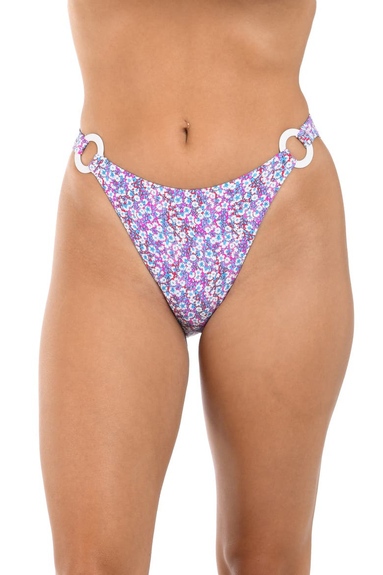 Flora High Cut Bikini Bottoms, Main, color, PURPLE MULTI