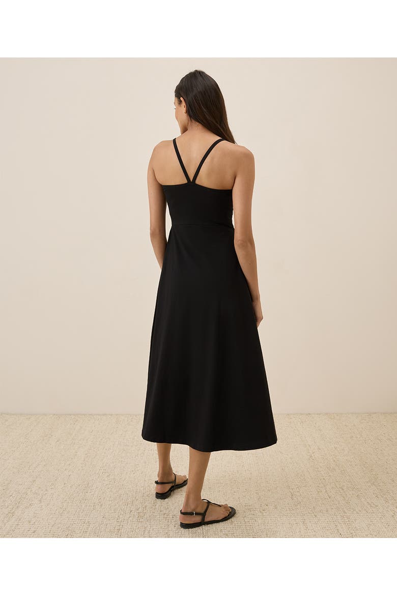 Organic Cotton Fit & Flare Midi Dress, Alternate, color, Black
