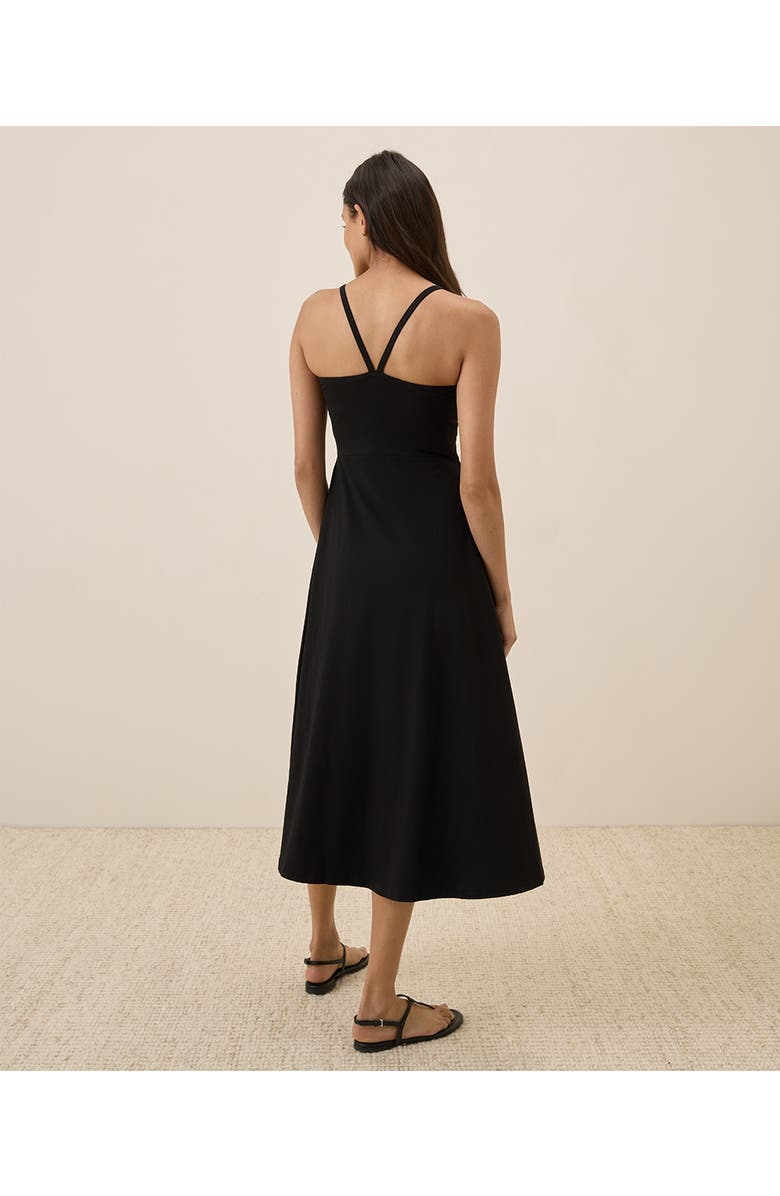 Pact Organic Cotton Fit & Flare Midi Dress, Alternate, color, Black