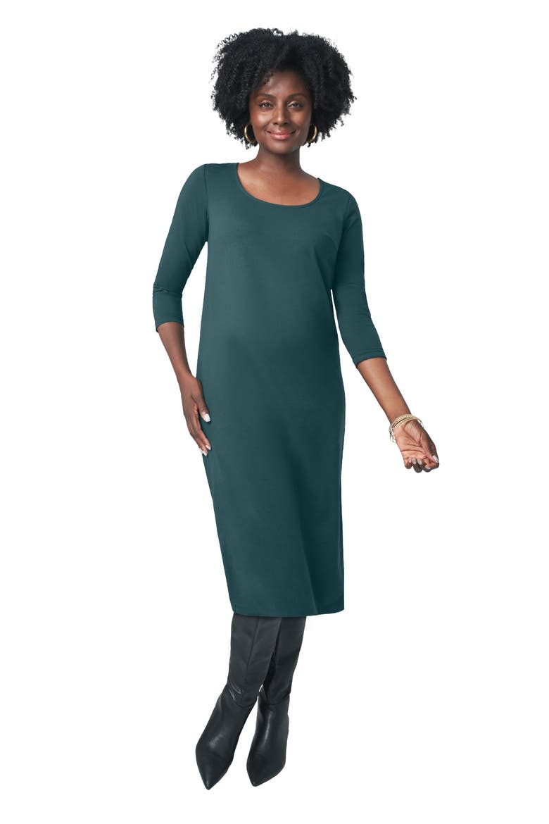 Stretch Cotton T Shirt Dress, Main, color, MYSTIC PINE