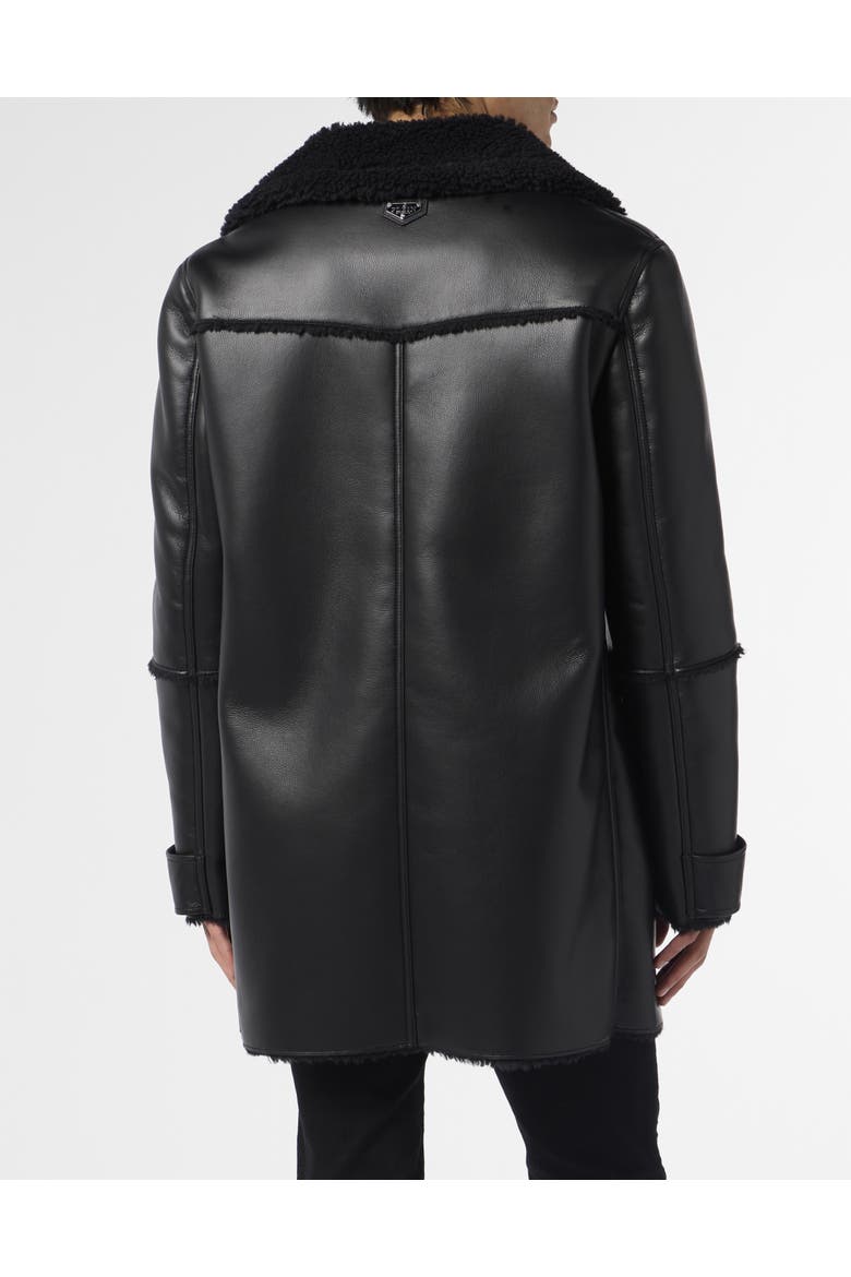 Long Eco Shearling Jacket Men, Alternate, color, black