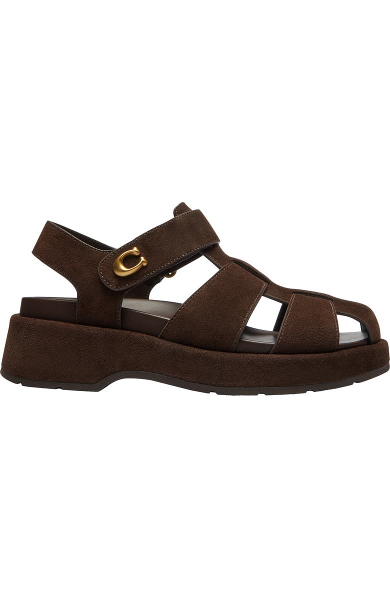 COACH Sculpted C Fisherman Sandal, Alternate, color, Chocolate