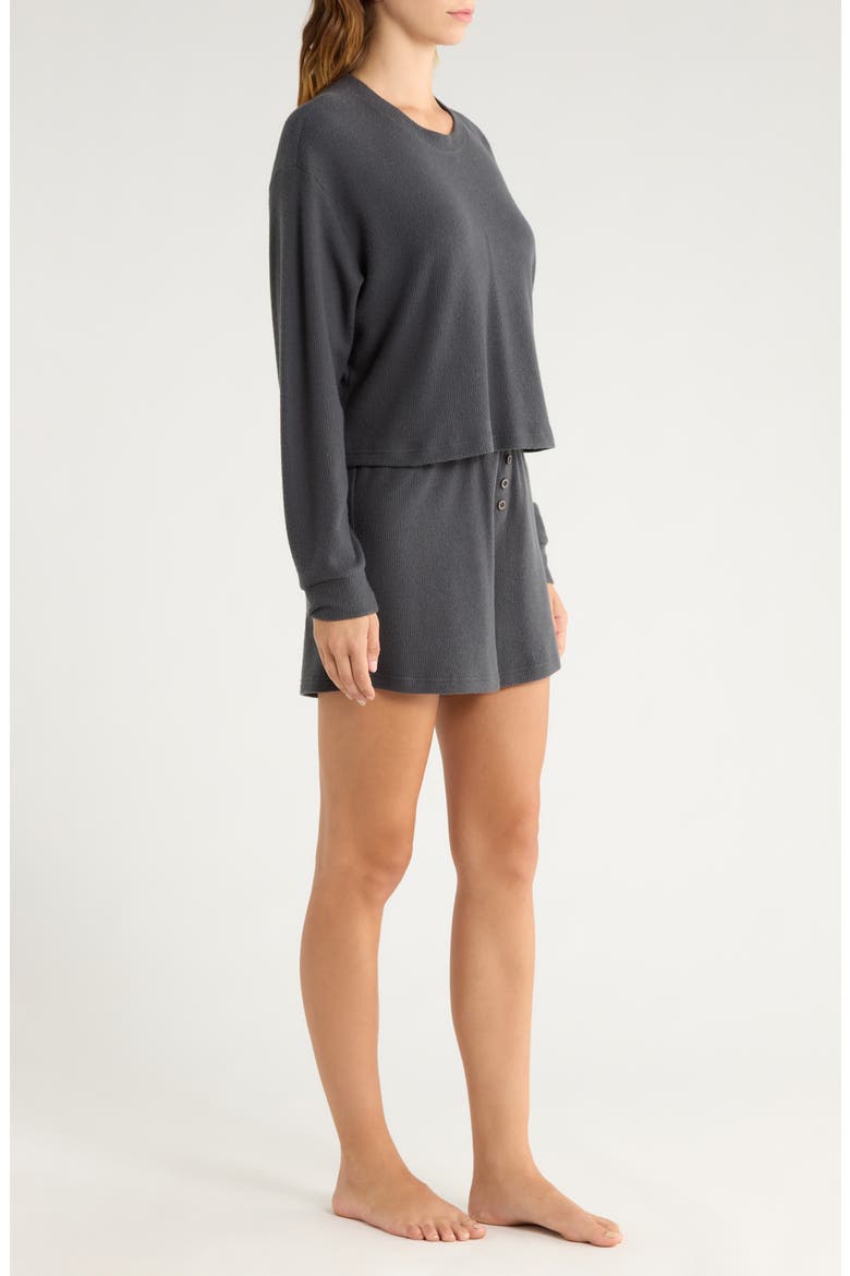 Waffle Knit Short Pajamas, Alternate, color, CHARCOAL