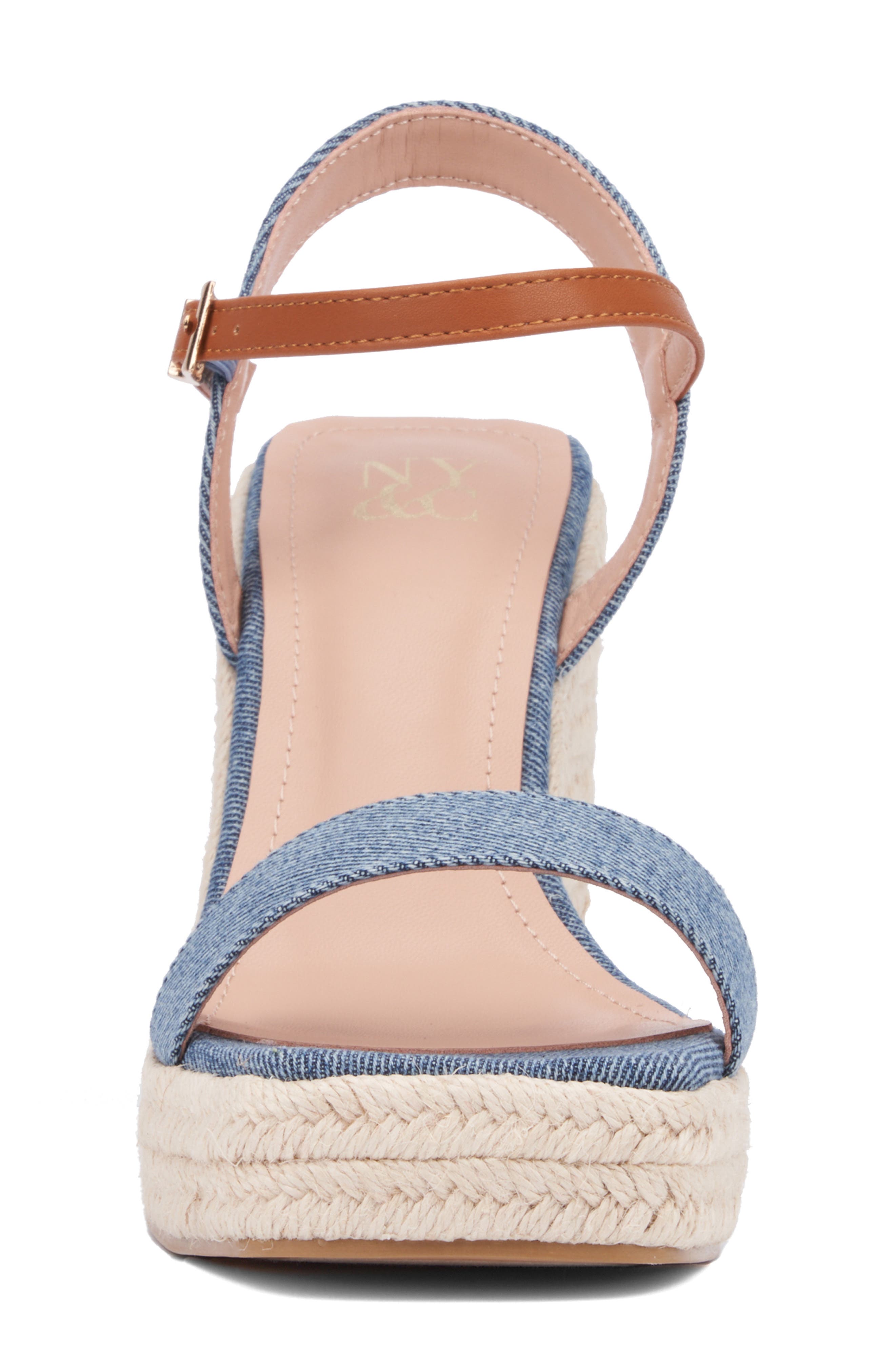 NEW YORK AND COMPANY Unita Espadrille Platform Wedge Sandal, Alternate, color, Blue/Tan