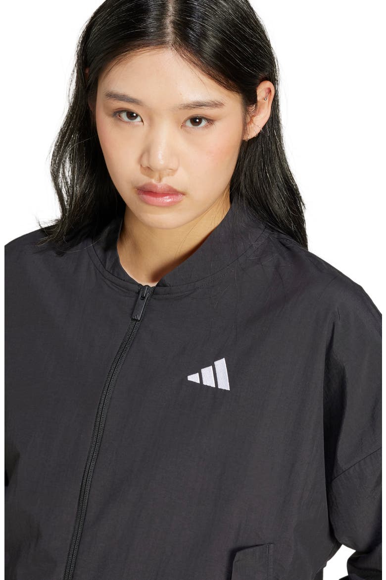 3-Stripes Woven Bomber Jacket, Alternate, color, BLACK/ WHITE