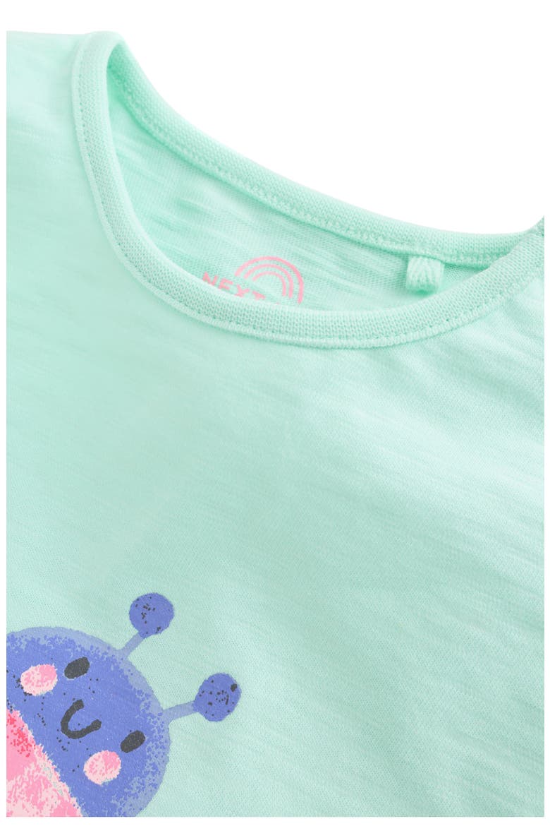 Ladybird Graphic Cotton T-Shirt & Gingham Shorts Set, Alternate, color, GREEN