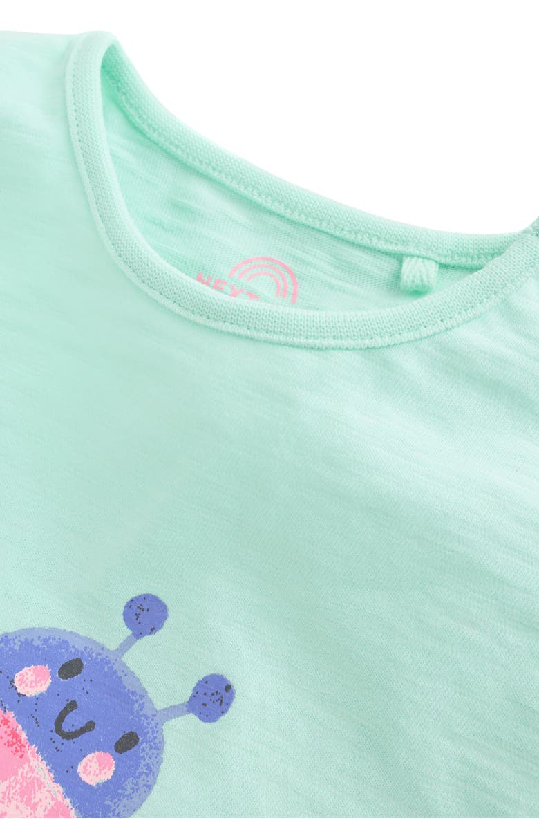 NEXT Ladybird Graphic Cotton T-Shirt & Gingham Shorts Set, Alternate, color, Green