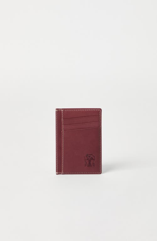 Brunello Cucinelli Calfskin Card Case In Burgundy