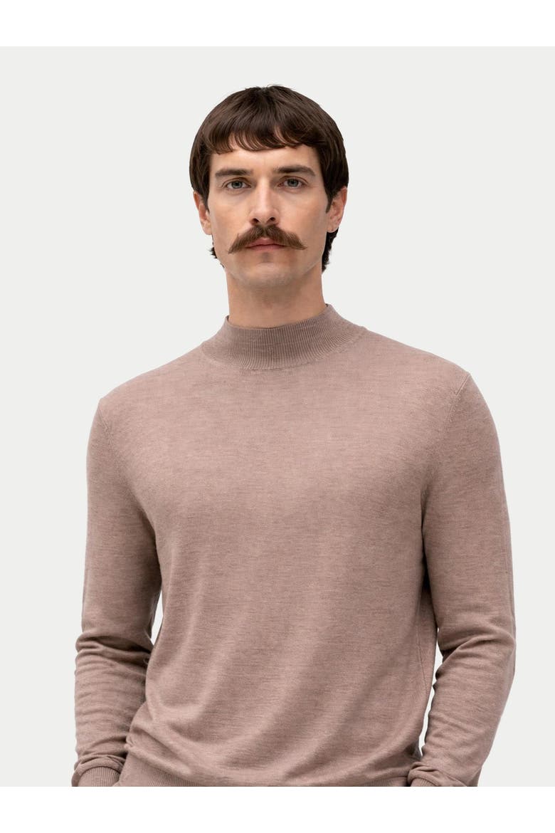 Men Cashmere Silk High Neck Sweater, Alternate, color, timber wolf