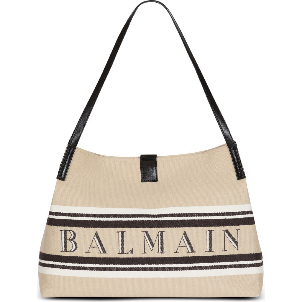 Balmain Medium Release Shopper Bag In Sand