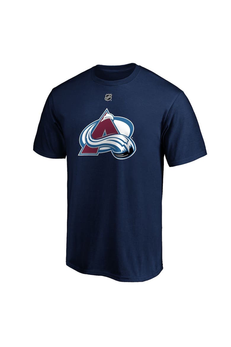 Men's Fanatics Branded Nathan MacKinnon Navy Colorado Avalanche Authentic Stack Name & Number T-Shirt, Alternate, color, Navy