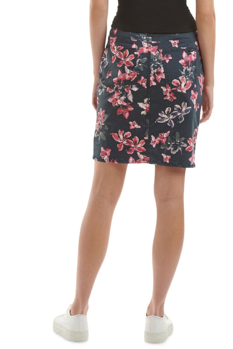 Floral Clean Hem Sateen Pencil Skirt, Alternate, color, WINTER IRIS