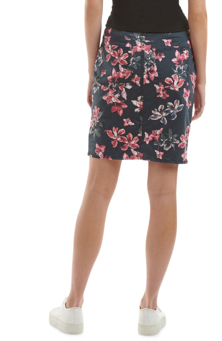 JEN7 by 7 For All Mankind Floral Clean Hem Sateen Pencil Skirt, Alternate, color, 
