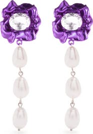 Sterling King Lola Floral Freshwater Pearl Drop Earrings