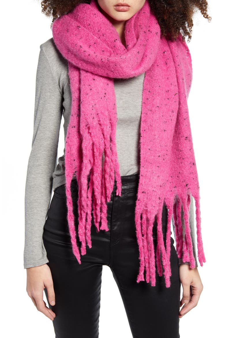 Speckled Fringe Trim Muffler, Main, color, PINK CYCLAMEN